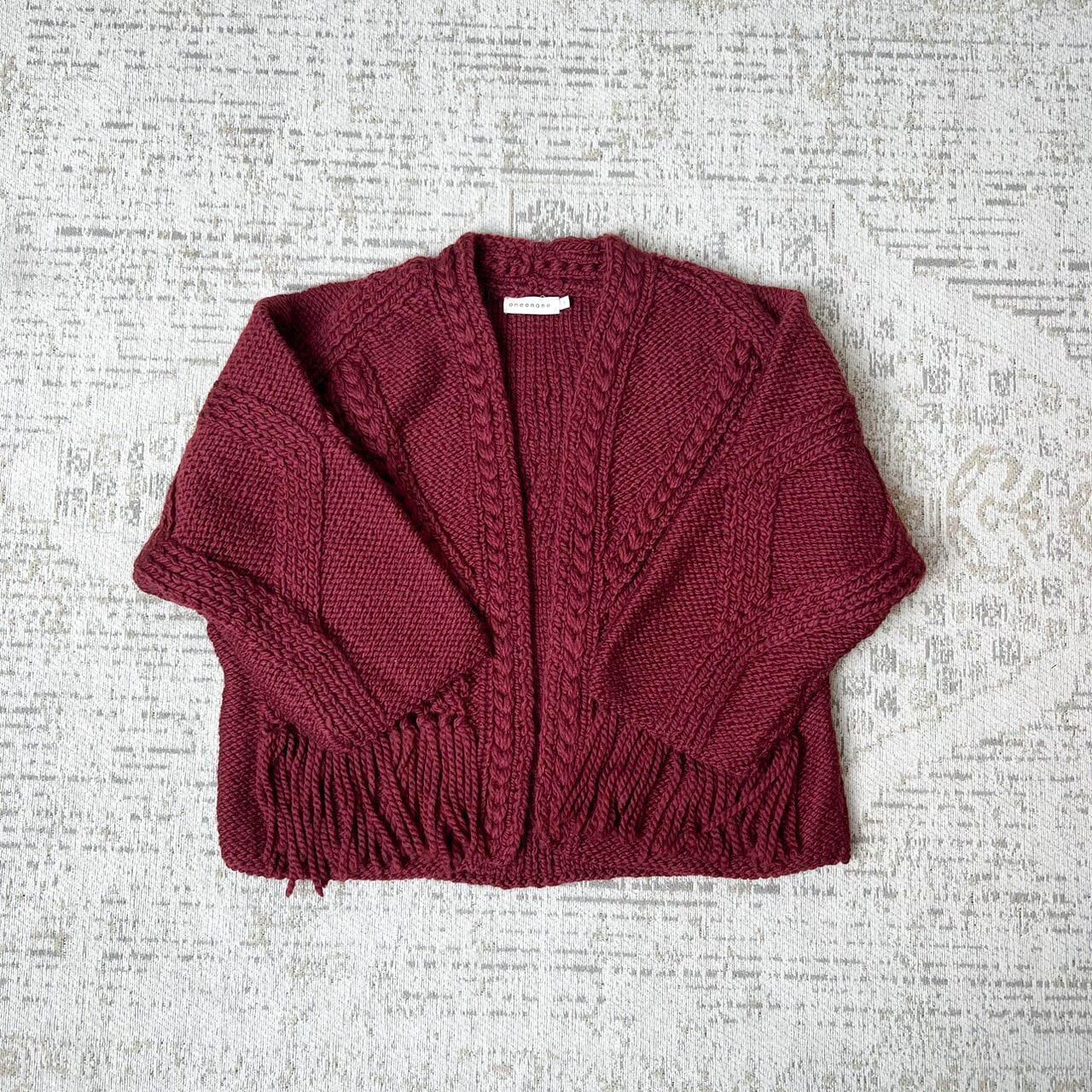 [NEW]ONE ON ONE handmade fringe knit cardigan