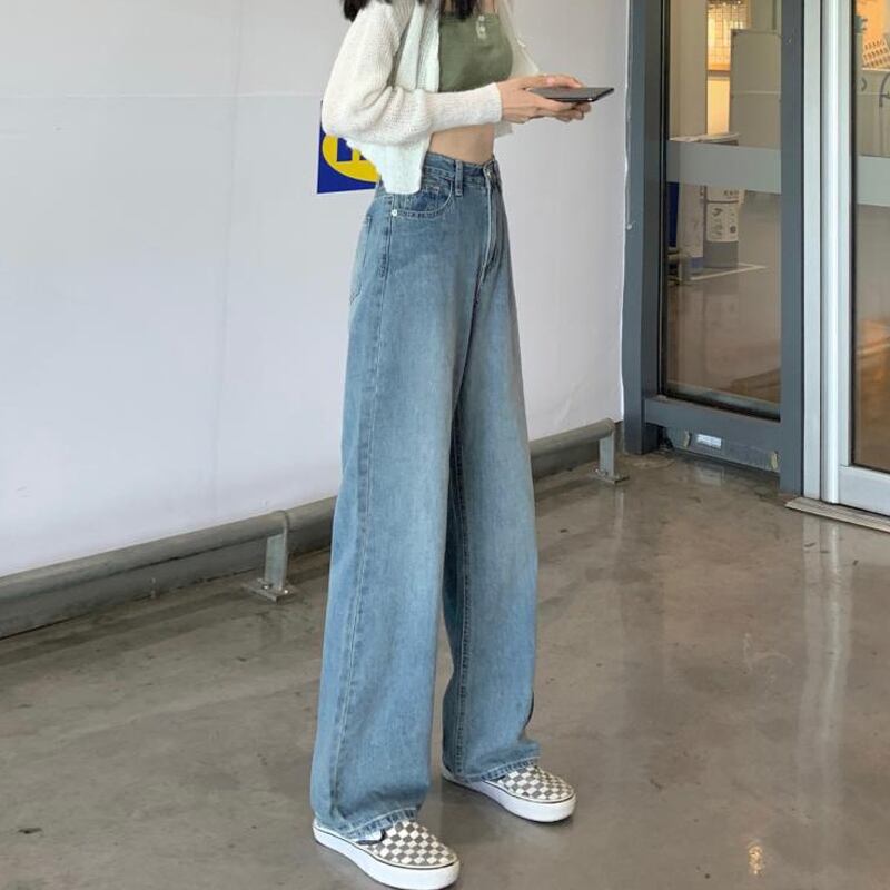 ジーンズ スプリングオータムハイウェストパンツ ルーズ 春物 秋物 試着室19677373585