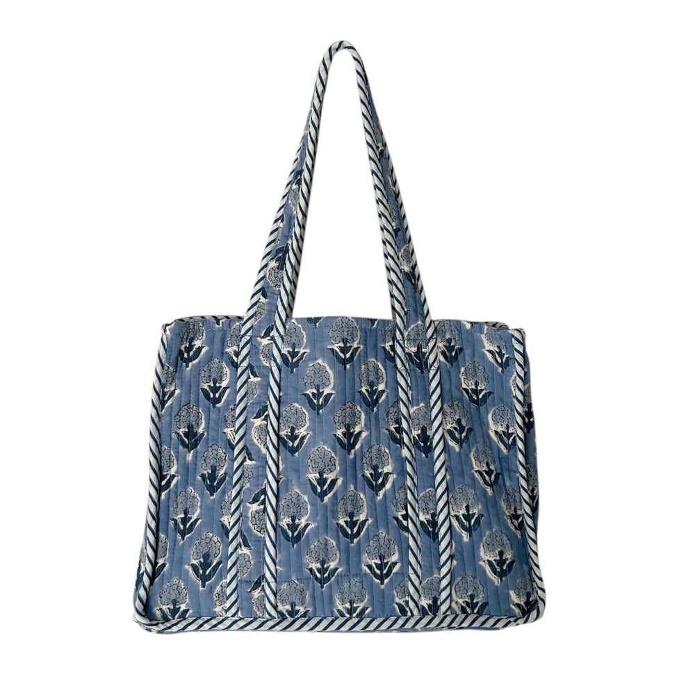 ミニトートバッグ ブロックプリント コットンキルト L