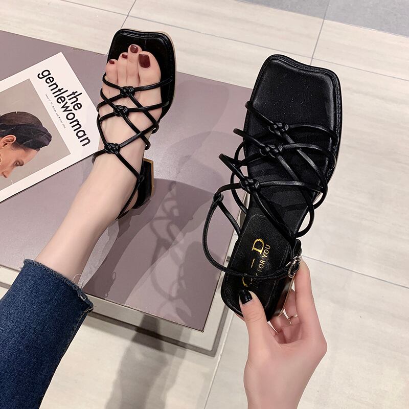 サンダルレディーススタイルブラックサマーシングル 靴 シューズ 夏物 部族の婦人靴4675618520
