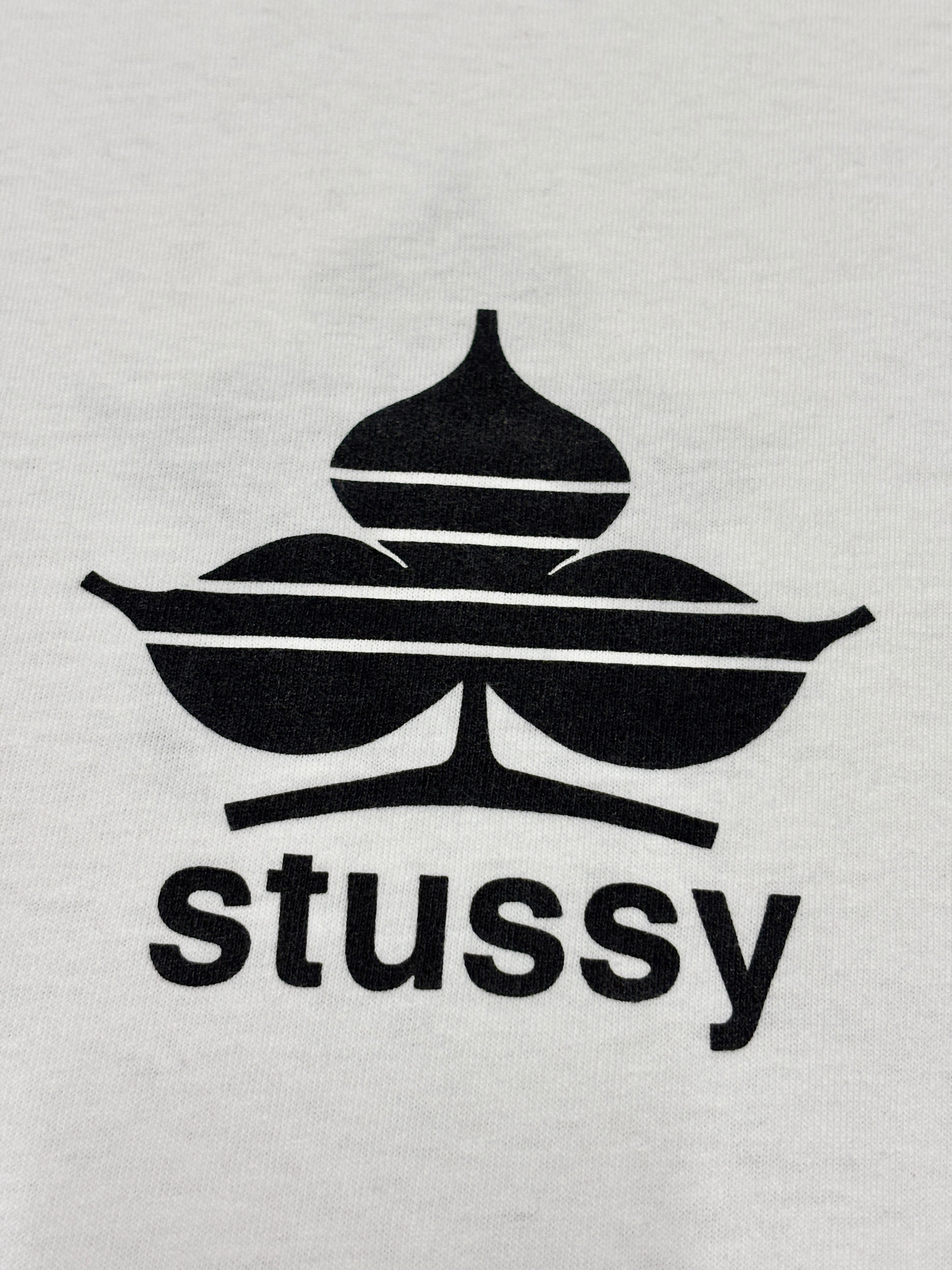 90s OLD STUSSY/Clover Logo print Tee/USA製/黒タグ/L/クロ－バ－ロゴ