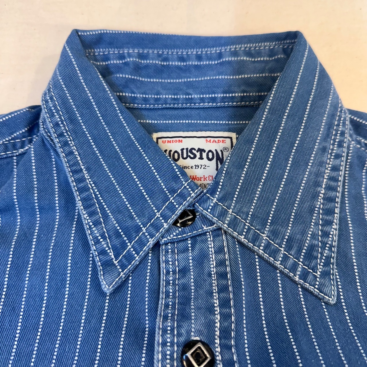 【HOUSTON / ヒューストン 41260 INDIGO WABASH 40's WORK SHIRT / インディゴウォバッシュワークシャツ 】
