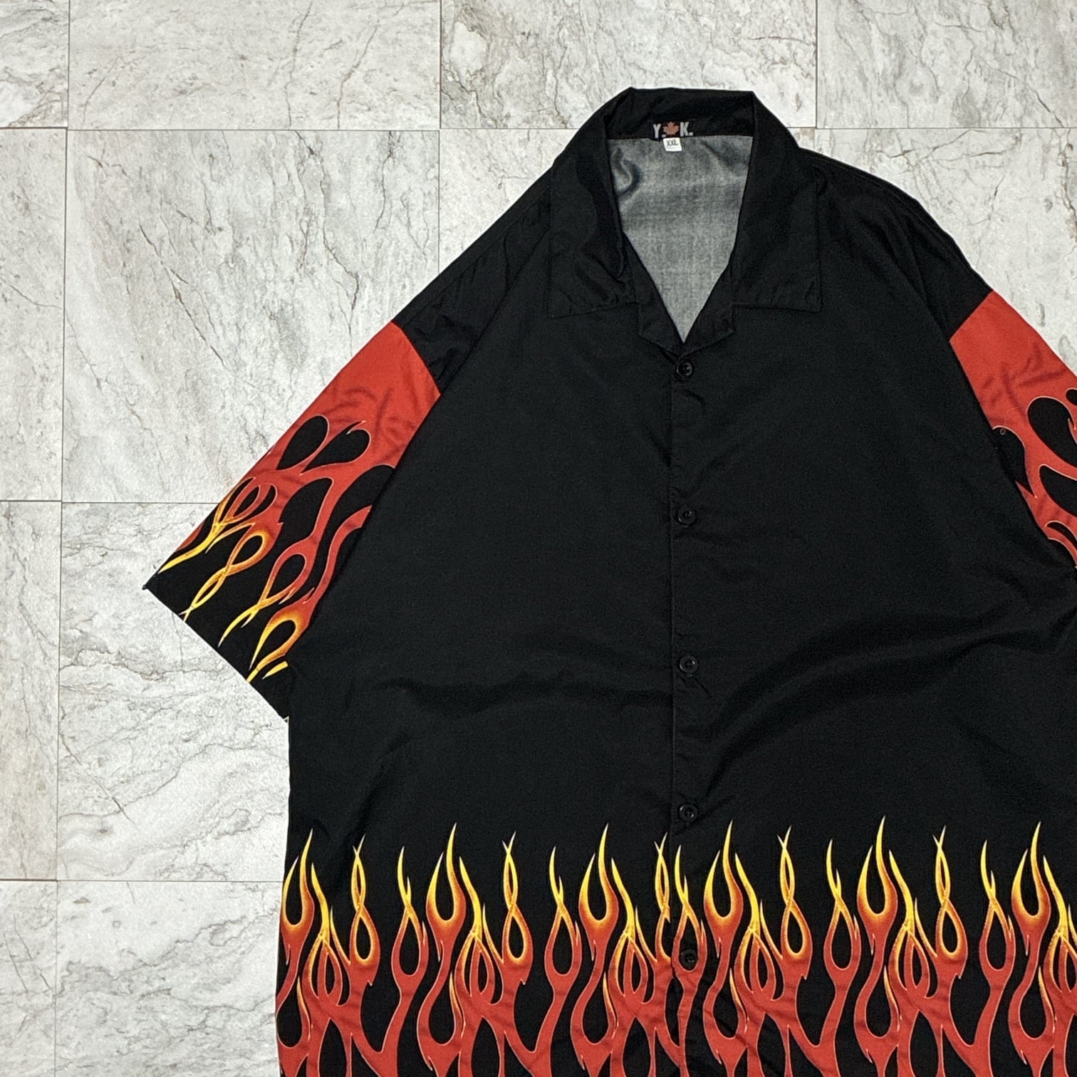 Karl Helmut カールヘルム キューピー柄 半袖 オープンカラーシャツ