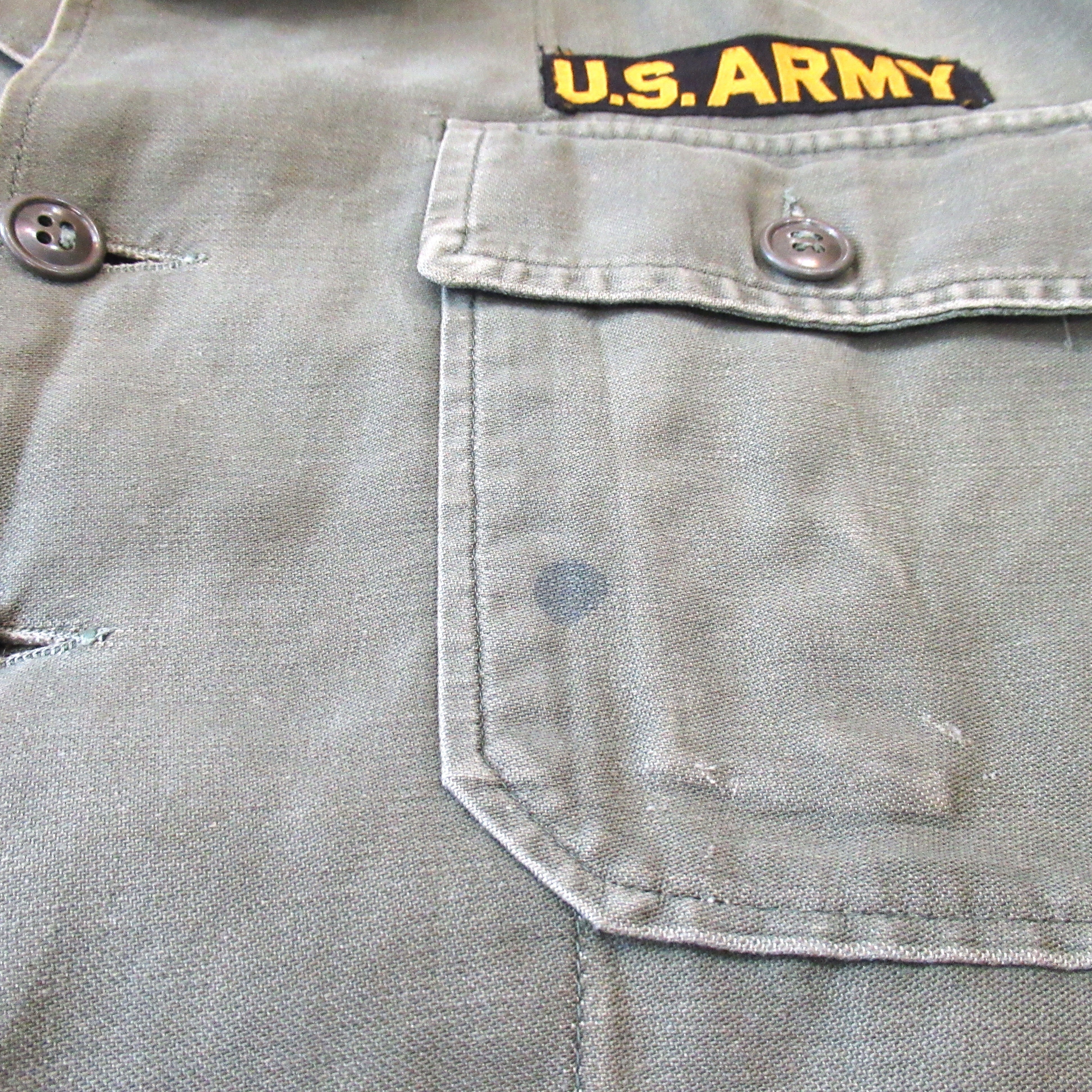 60S U.S.ARMY OG-107 筒袖 1st後期 Utility Shirt 【About 16 1/2