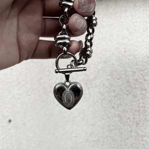 304 stainless double line chain bracelet ( + heart charm )