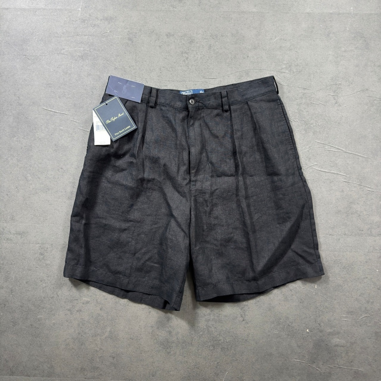 【DEAD STOCK】Polo by Ralph Lauren LINEN Black TYLER SHORTS W36 古着 - 1