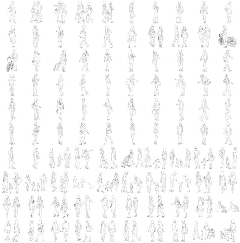 人物線画SketchUp素材 4up_line01_100 - 画像4