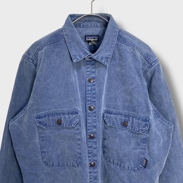 90Patagonia パタゴニア　ダックコットン地ワークシャツ　紺　L