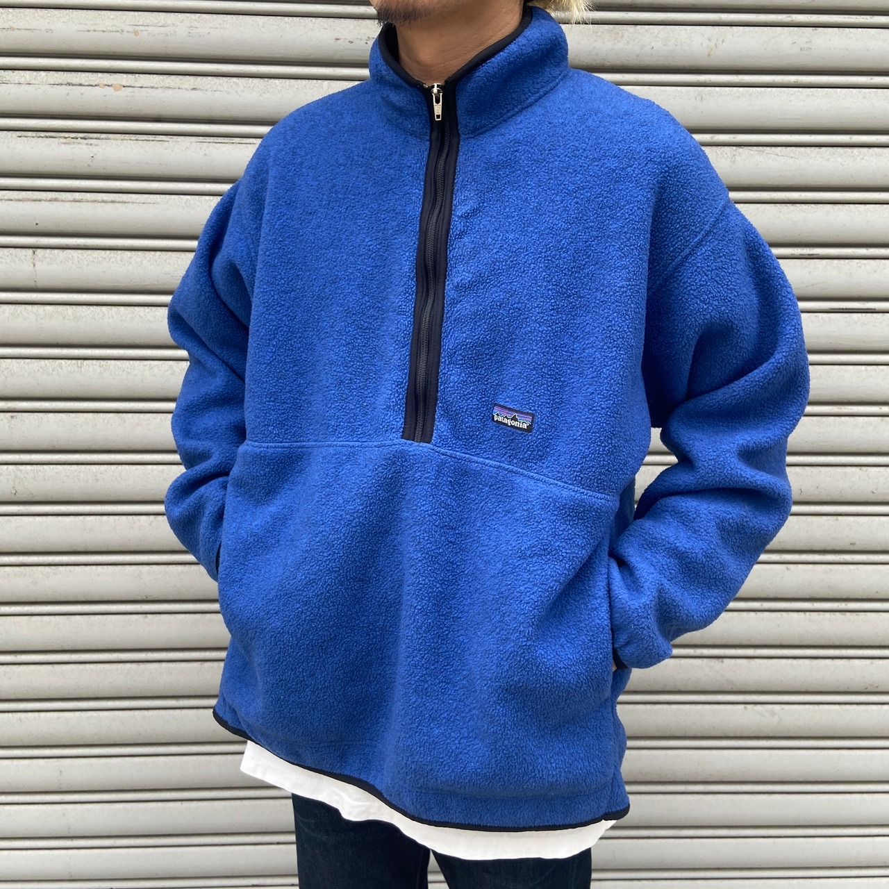 90s patagonia シンチラハーフジップフリース　メキシコ製　青　XL
