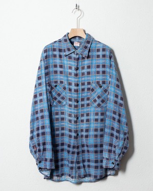 vintage "BIG MAC" check patterned  cotton flannel shirt / SIZE:17-17 1/2 / COLOR:BLUE BASE