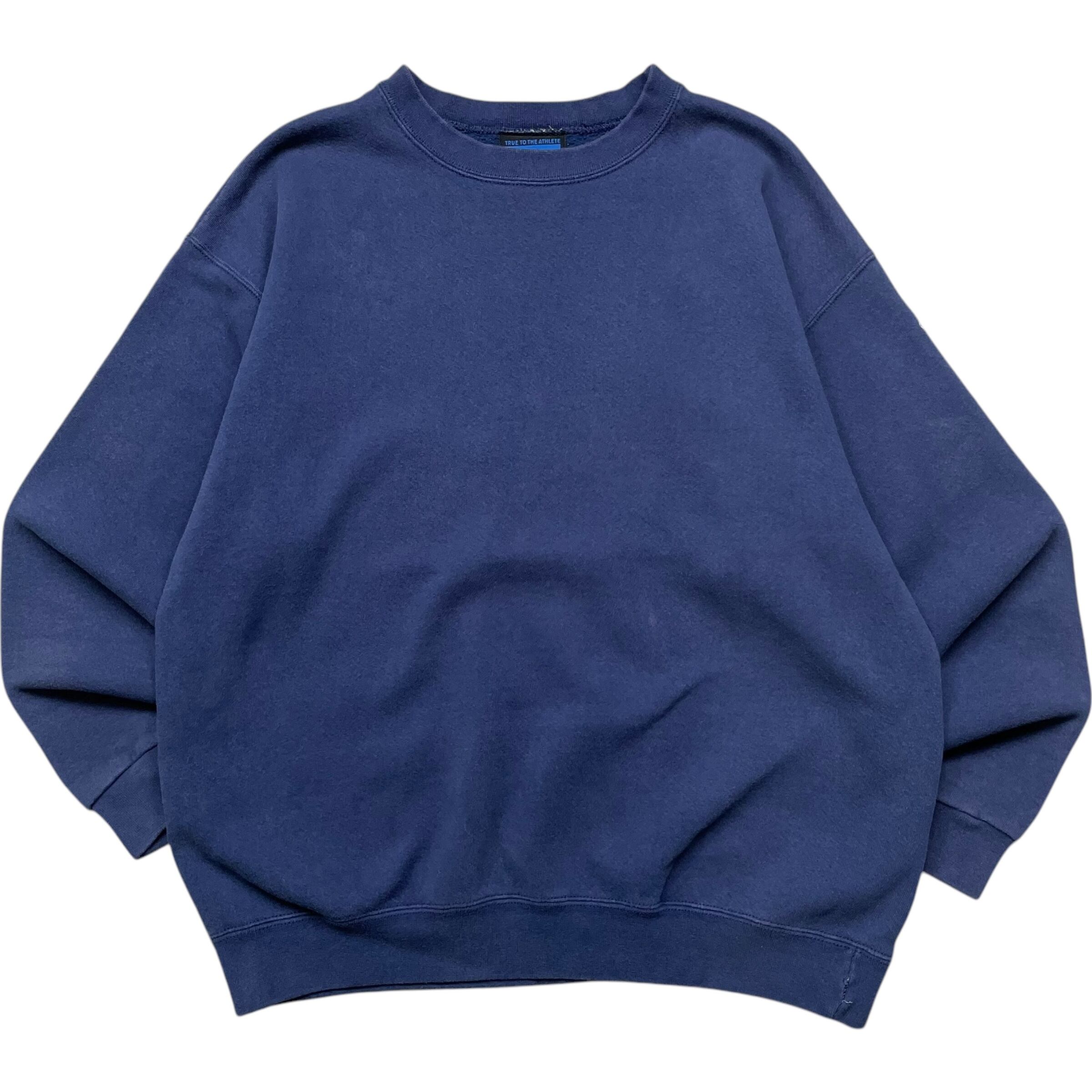 《M》 adidas アディダス スウェット 無地 袖ワンポイント ネイビー USA製 90年代 vintage no.5309