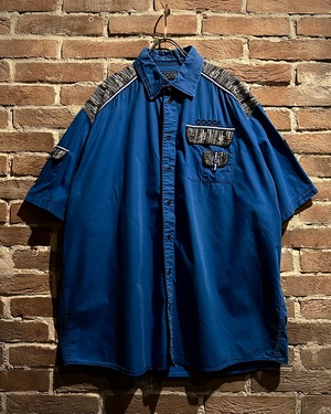 【Caka act3】“COOGI”3D Knit Design Swiching Loose S/S Shirt