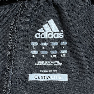 【adidas】トラックパンツ ジャージ プリント ロゴ ブラック スリーストライプ 差し色 切替 LARGE アディダス CLIMALITE US古着