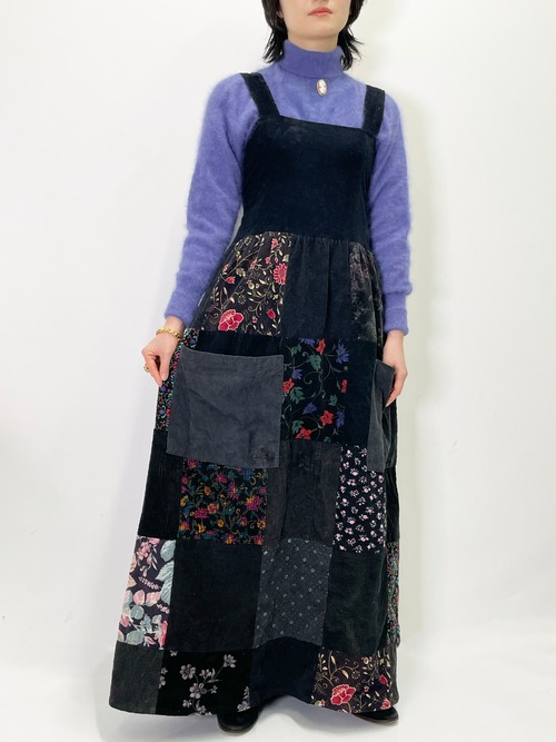 Old Corduroy Patchwork Apron Dress