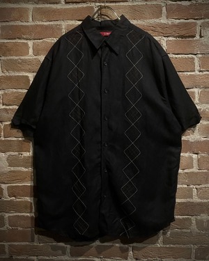 【Caka act3】Cross Embroidery Vintage Loose S/S Shirt