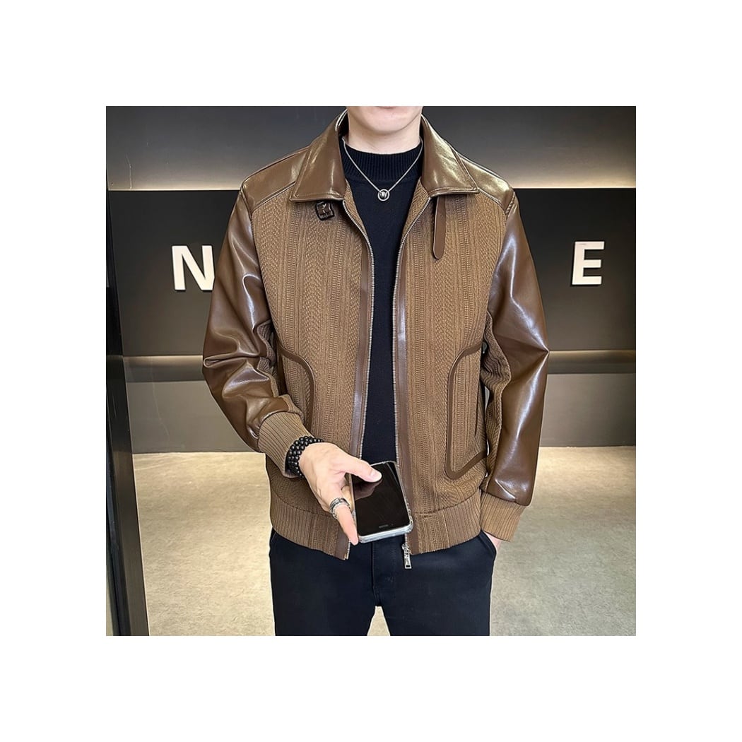 フェイクレザー切替ジップブルゾン 2color OJ0632