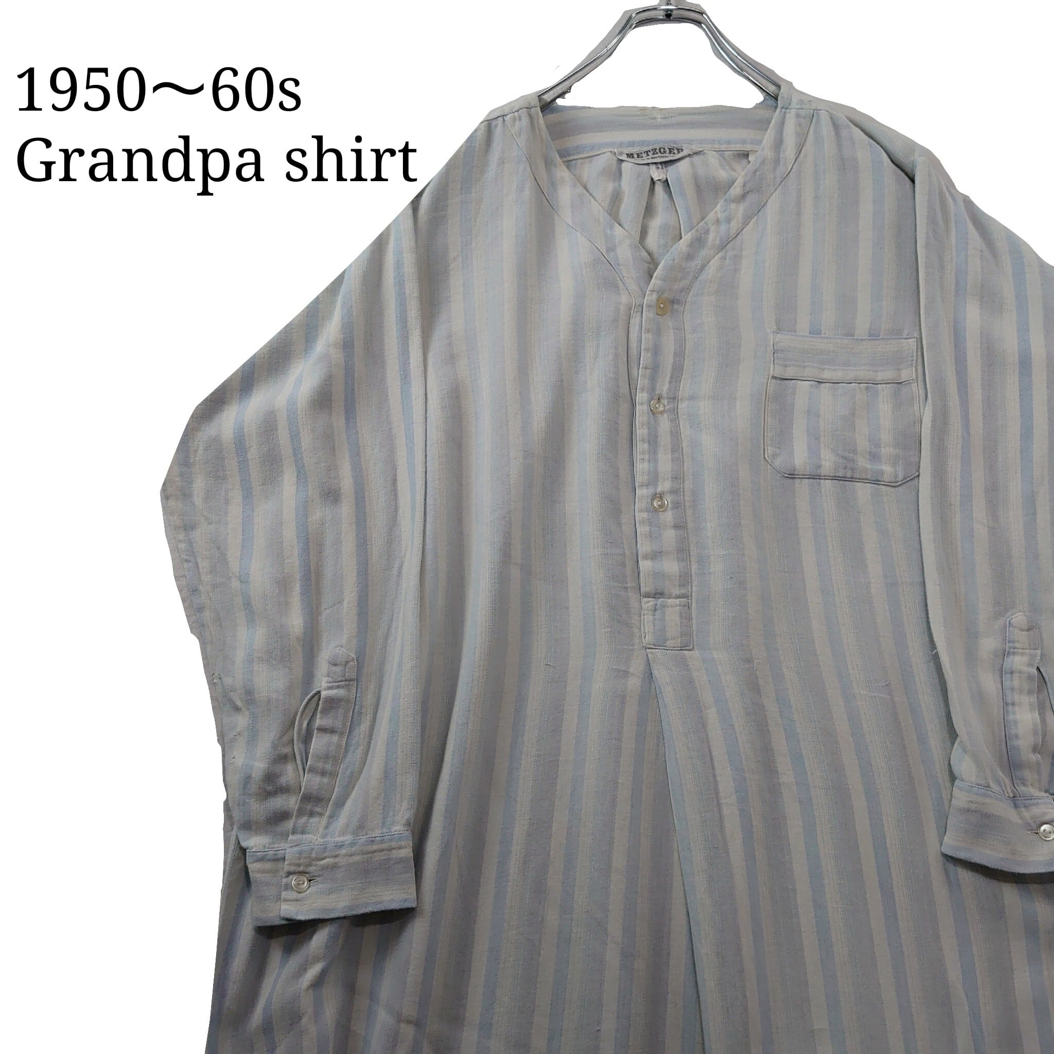 【50～60s】スイス製 grandpa shirt グランパシャツ ストライプ | オンライン古着屋　9chord powered by BASE
