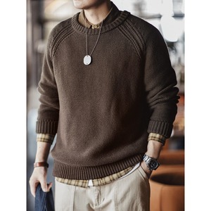 Raglan-Sleeve Round-Neck Knit Sweater【G0950】