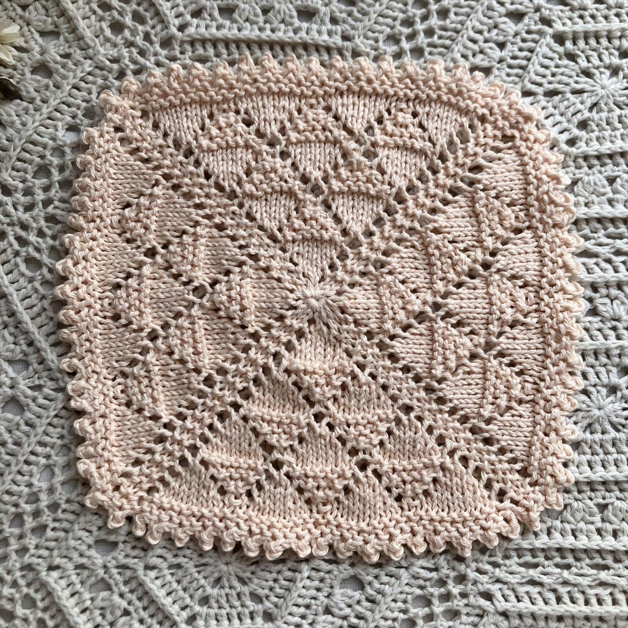 編み図のみ】棒針編みのダイヤ柄ニッタオル（印刷版） | 手編み雑貨の