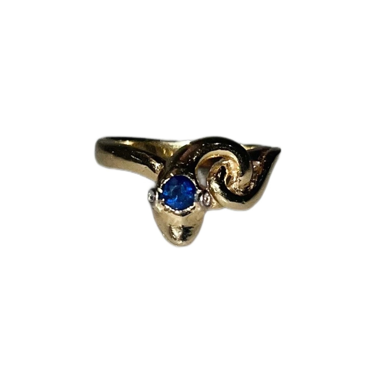 vintage 18ct gold snake ring set with sappire & diamond
