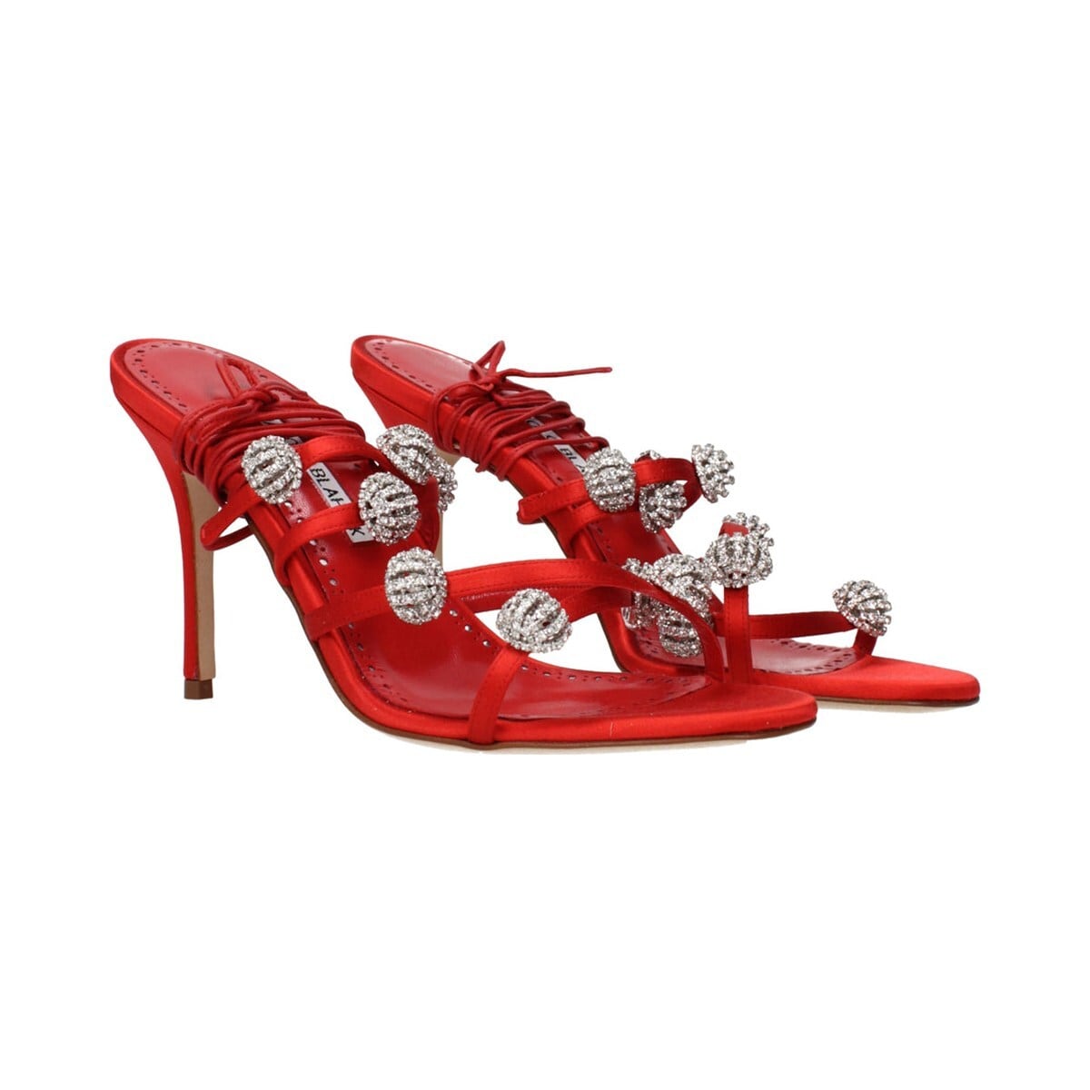 MANOLO BLAHNIK マノロブラニク レディース サンダル サテン レッド