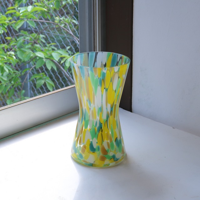 イエローグリーンマーブルの花瓶