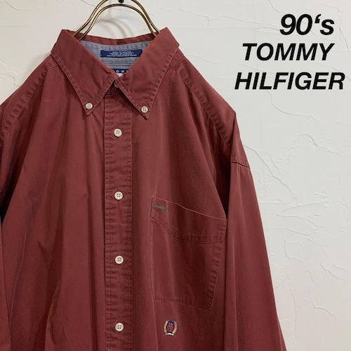 90‘s TOMMY HILFIGER アースカラー ボタンダウンシャツ
