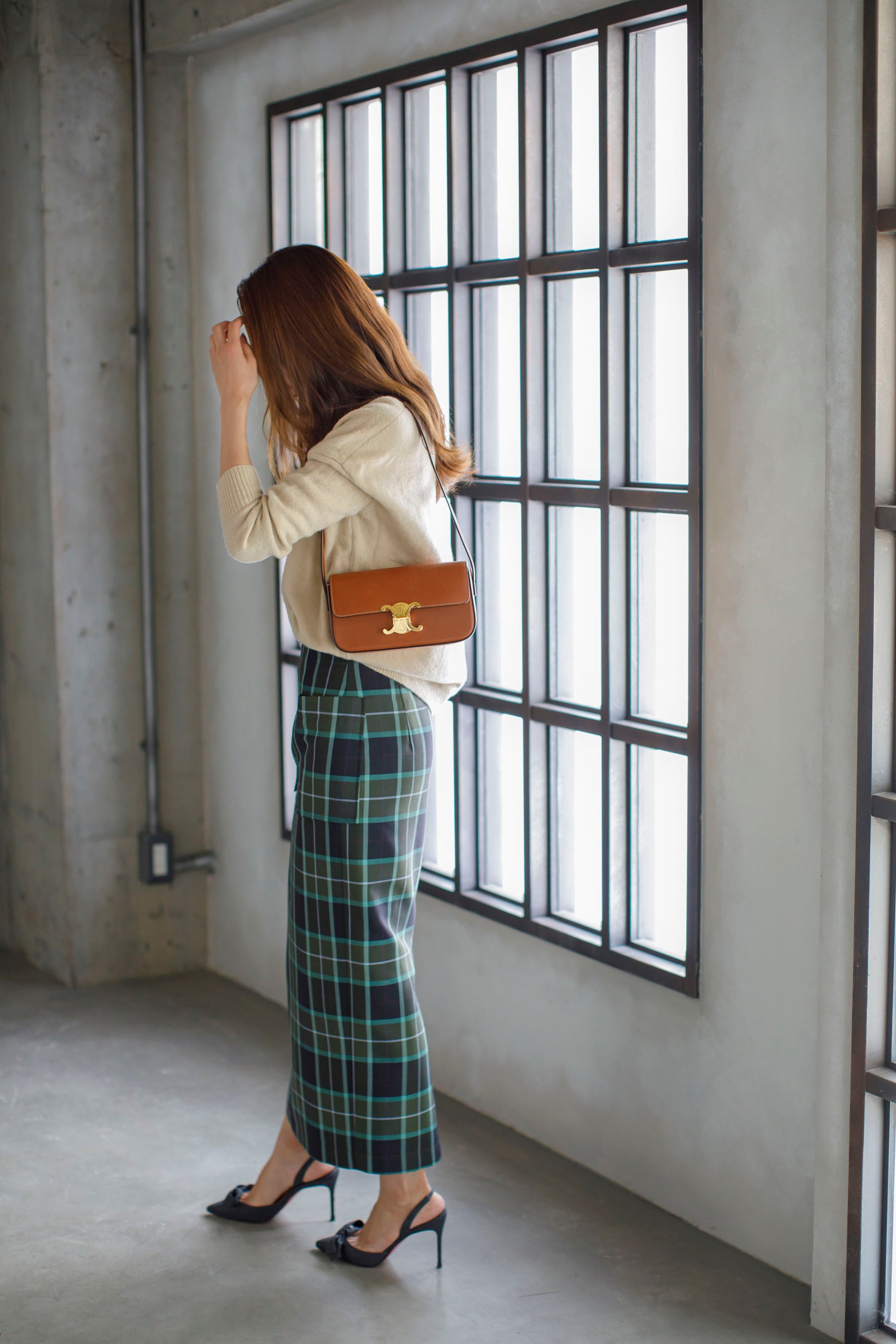 bluelea 】ブルレアチェックタイトロングスカート