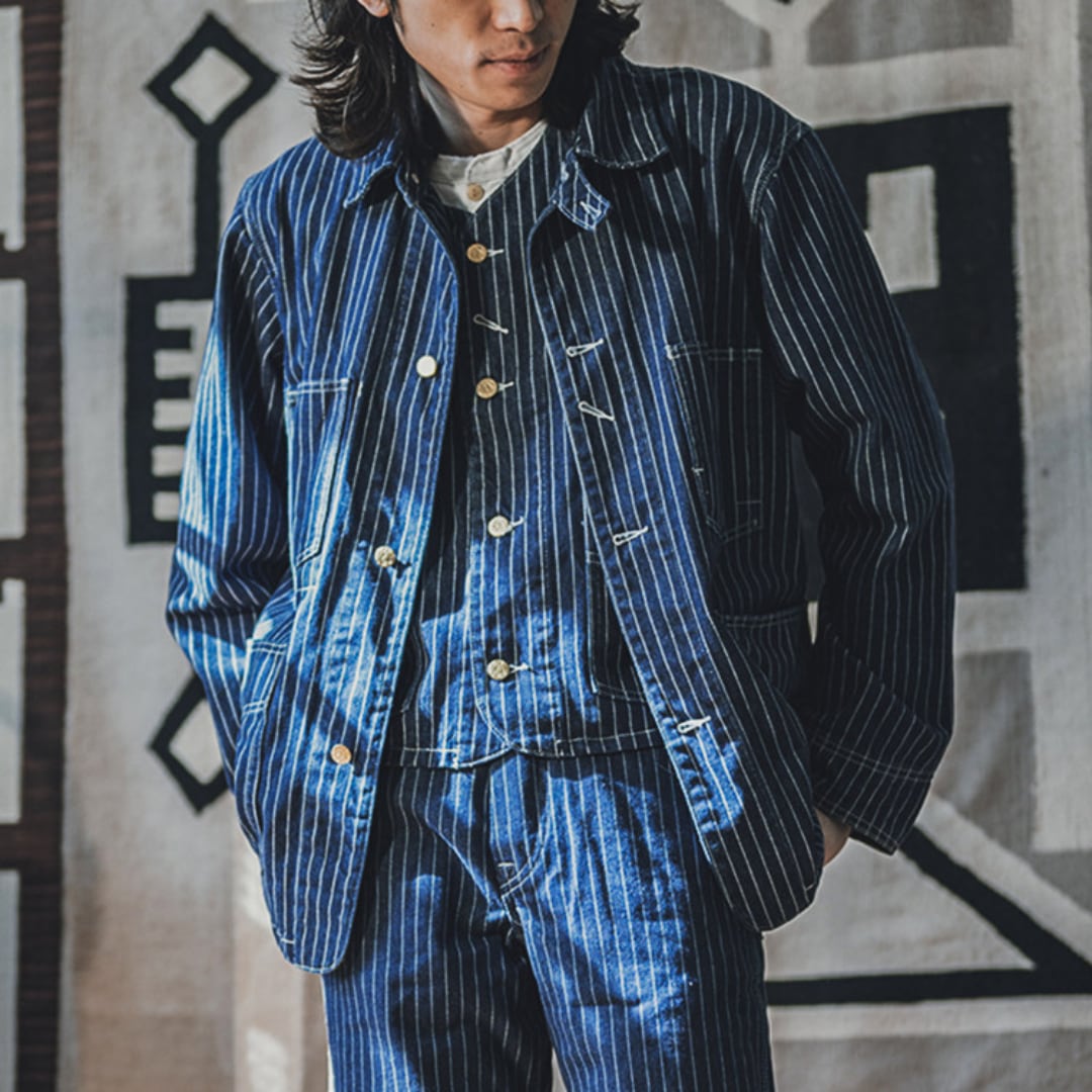Wabash Discharge-Print Dot & Stripe Pattern Jacket(GV483)