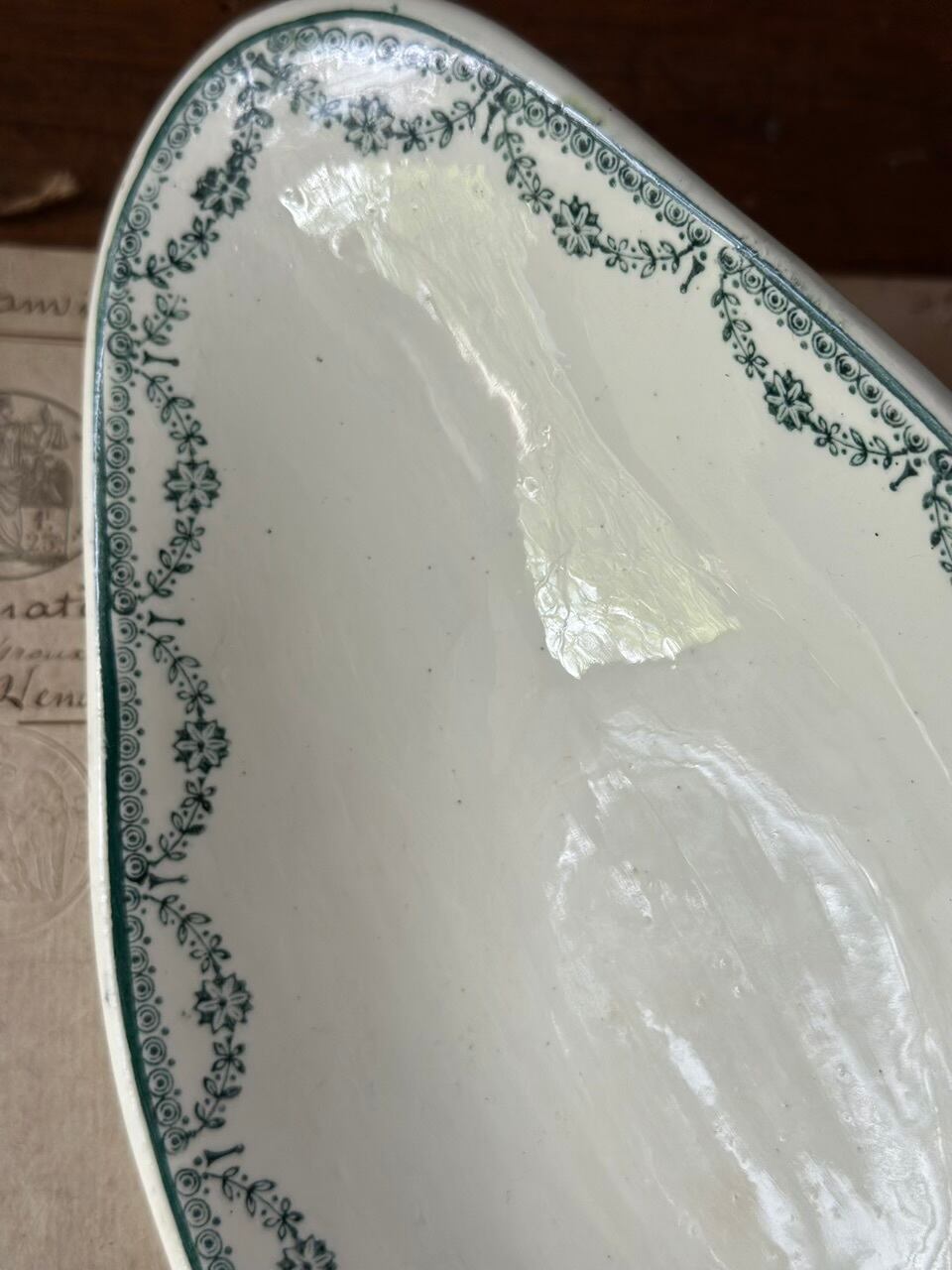 ラヴィエ 緑の植物模様 オーバルディッシュ | Brocante de La Cocotte