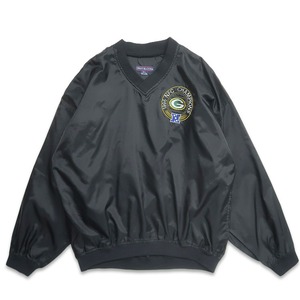 古着 フルーツオブザルーム グリーンベイ パッカーズ Vネック ウォームアップジャケット プルオーバージャケット ポケット付き ブラック 表記：L　gd408950n w60331