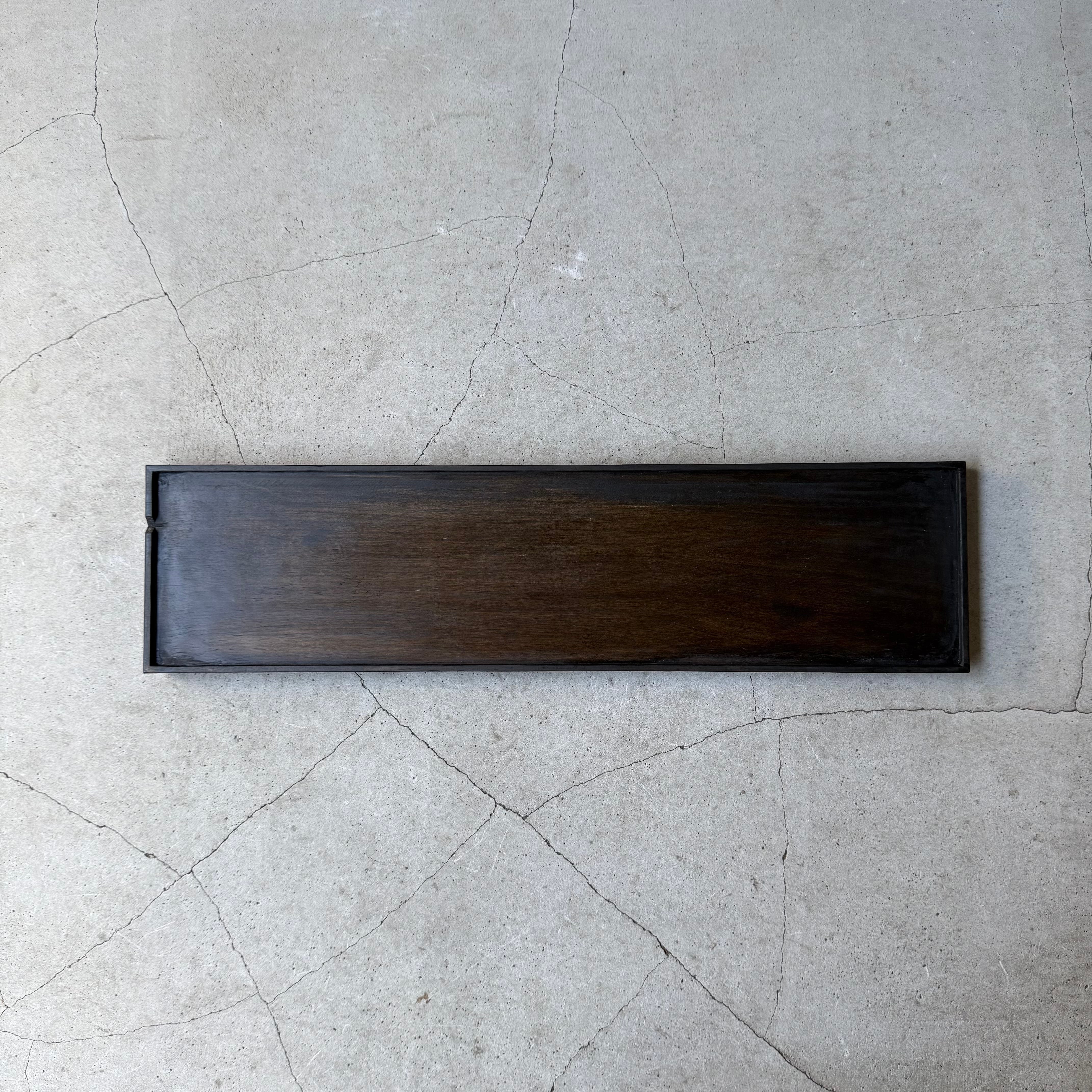 徒爾 くりぬき長々角盆 サクラ 黒漆（国産/松煙） | gallery 一白