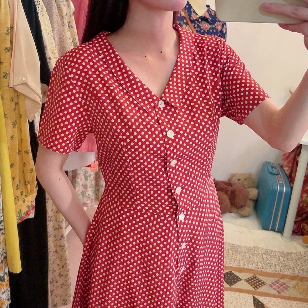 red dot front button one-piece