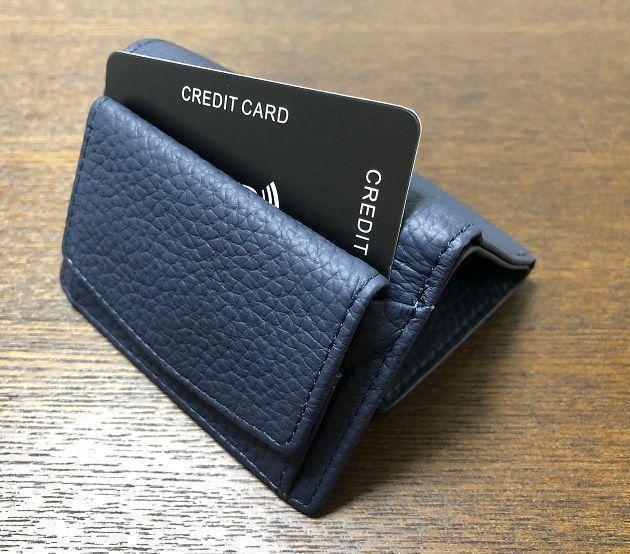本革三つ折り財布》ミニ財布 薄くて軽い レディース ネイビー | Pay ID