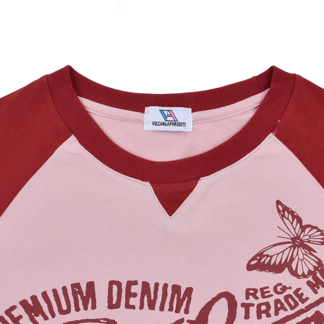 Y2K☆アメリカンロゴ ラグランTシャツ(Butterfly) | VOLCAN&APHRODITE