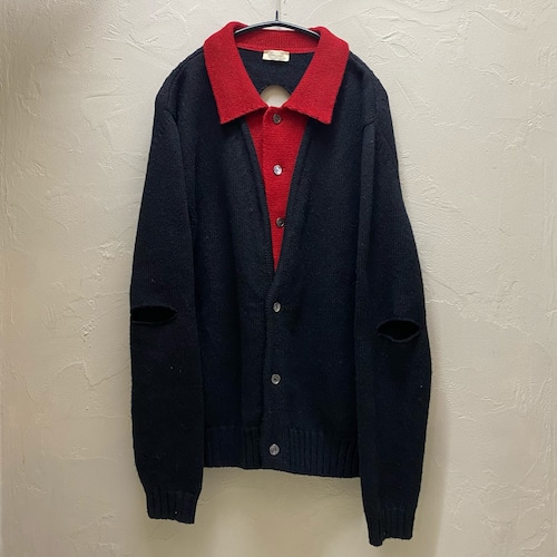 STEFAN COOKE ステファンクック 22AW LAYERED WOOL MOCK NECK CARDIGAN レイヤードカーディガン ブラック【代官山03】