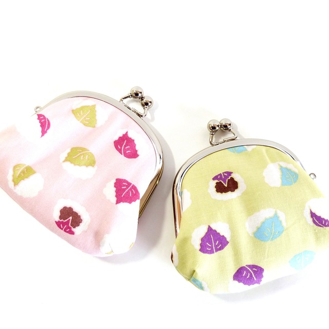 [SALE] 小さいサイズ 親子がま口 財布 桜餅 ピンク・きみどり G911 SALE