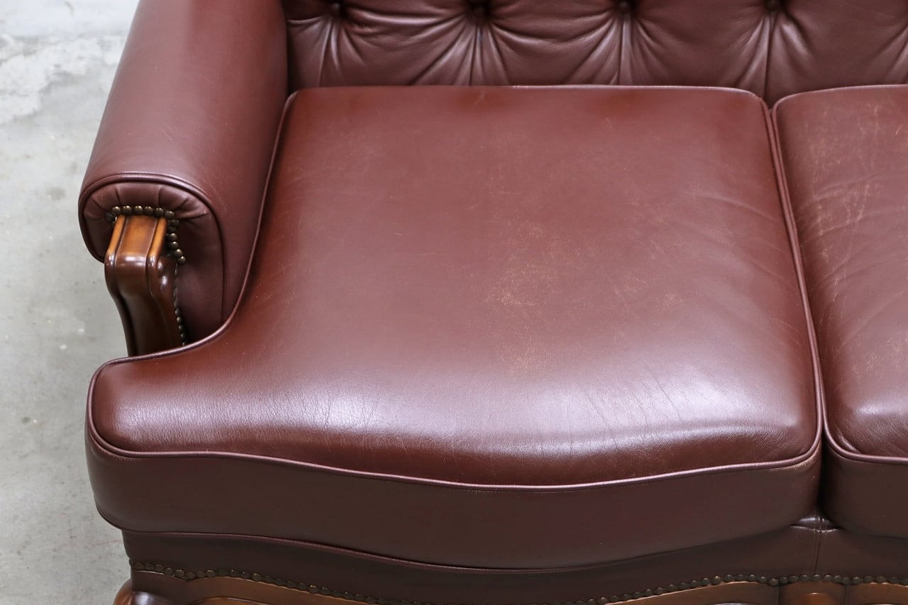 karimoku カリモク 本革 クラシカル 3Pソファ 猫脚 レザー