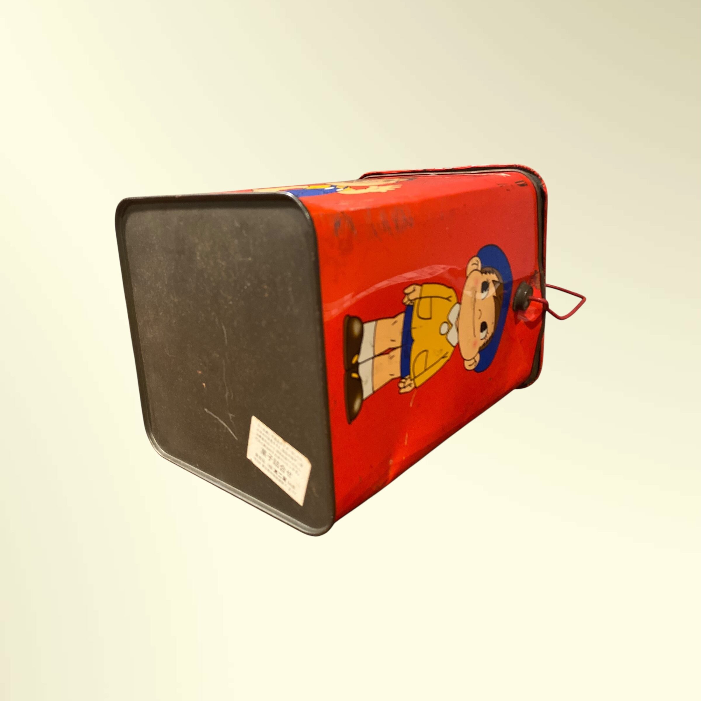 昭和レトロ ペコちゃん ブリキ缶 骨董品 コレクション 持ち手付き
