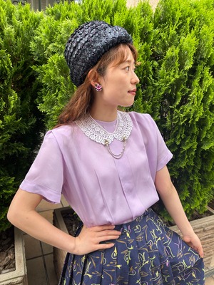 40's  purple color rayon blouse【dead stock】