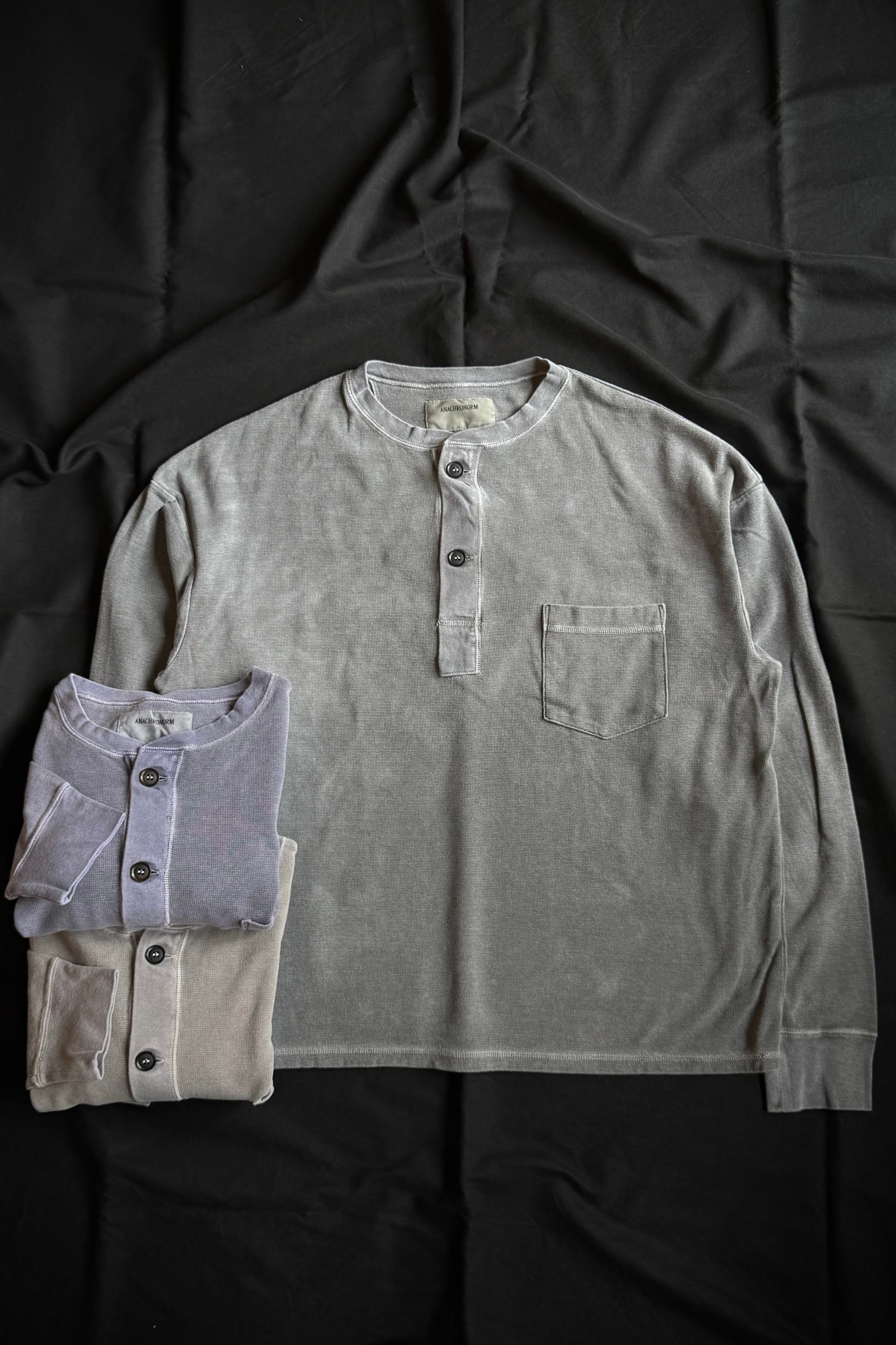 ANACHRONORM/アナクロノーム PIGMENT THERMAL HENLEY NECK L/S T-SHIRTS AN458