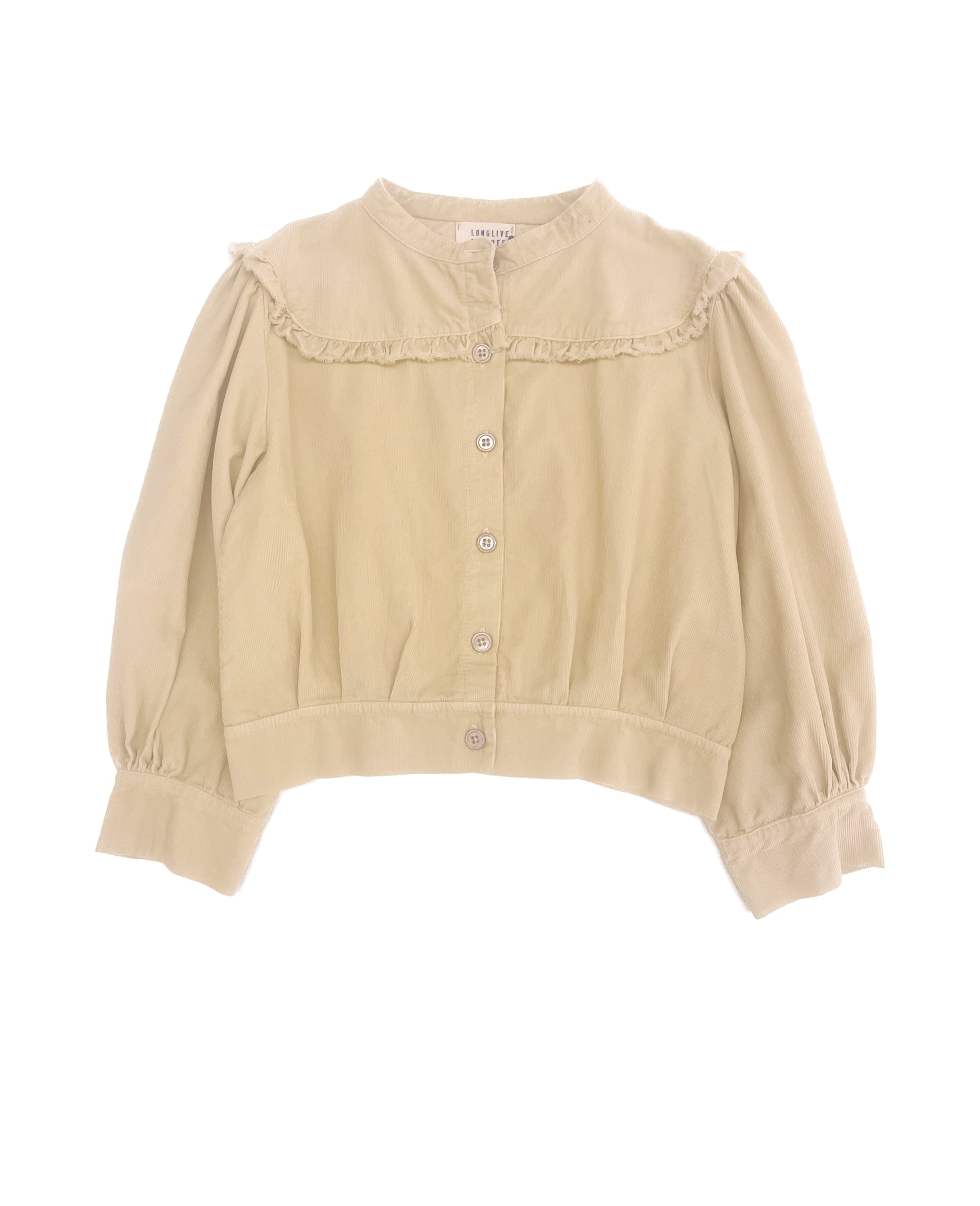 LONG LIVE THE QUEEN / ribvelvet blouse jacket / vanilla