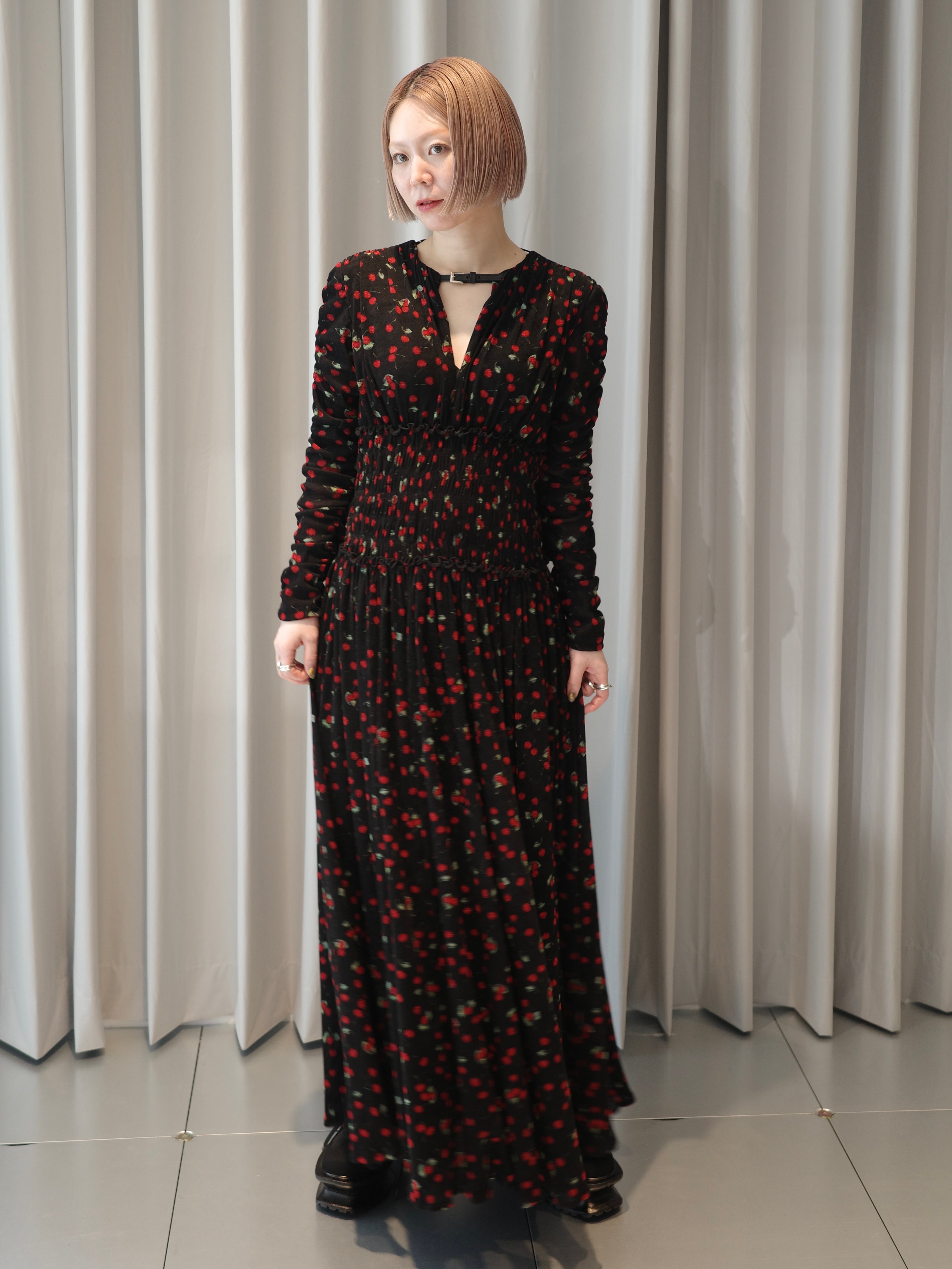 25AW】FETICO フェティコ / Printed velvet tulle shirring