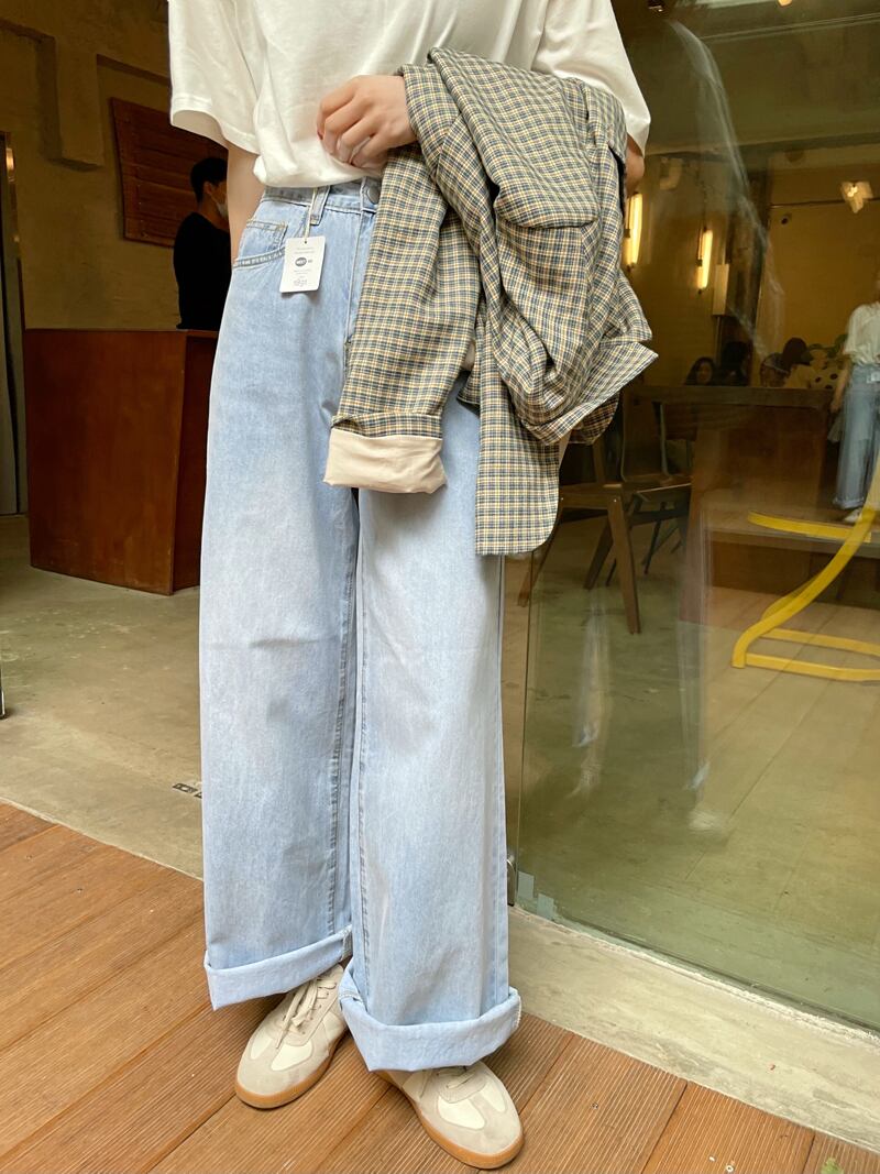 ルーズパンツ ハイウェストジーンズ スリム レッド ビッグFスモールZ韓国11293376666