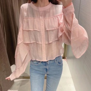 ティアードフリルノーカラーブラウス　　22284