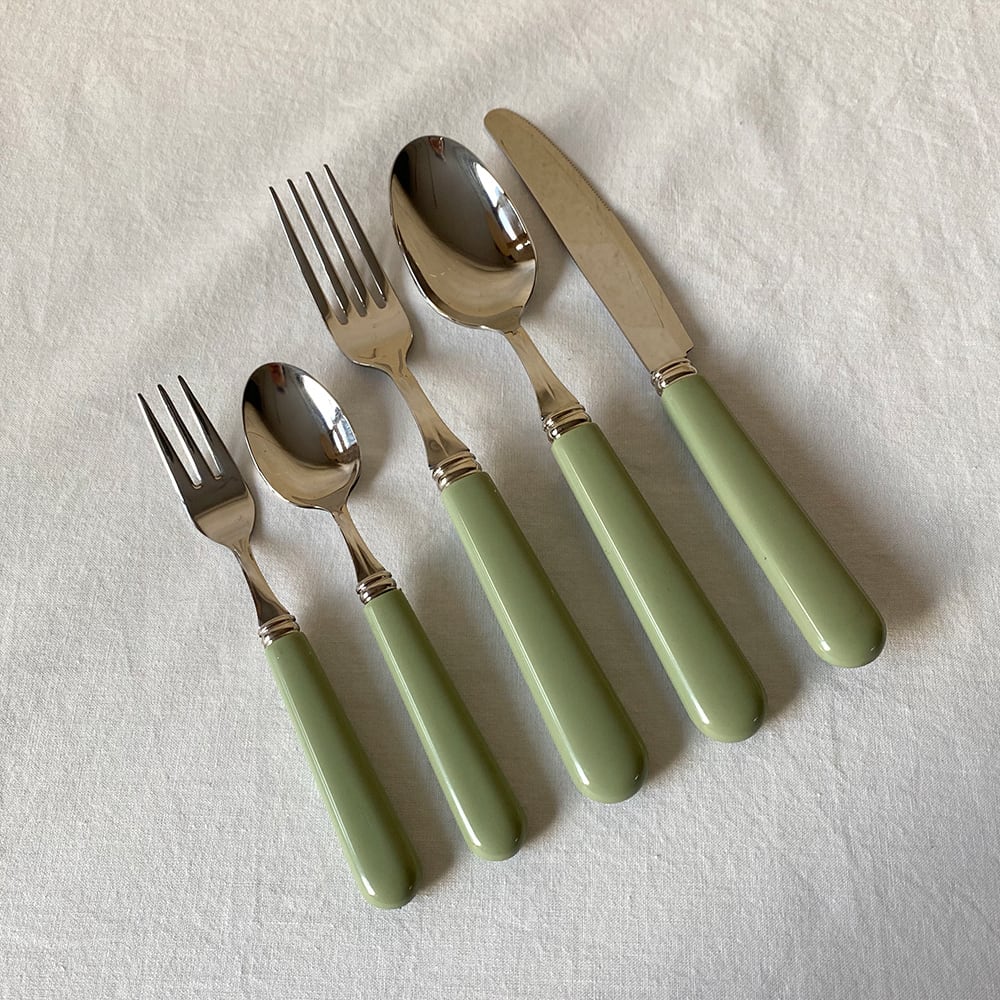 olive cutlery 5P full set / オリーブ カトラリー フルセット ディナー デザート スプーン フォーク ナイフ 韓国 北欧  雑貨