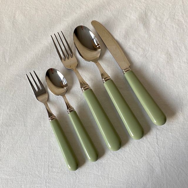 olive cutlery 5P full set / オリーブ カトラリー フルセット ディナー デザート スプーン フォーク ナイフ 韓国 北欧 雑貨