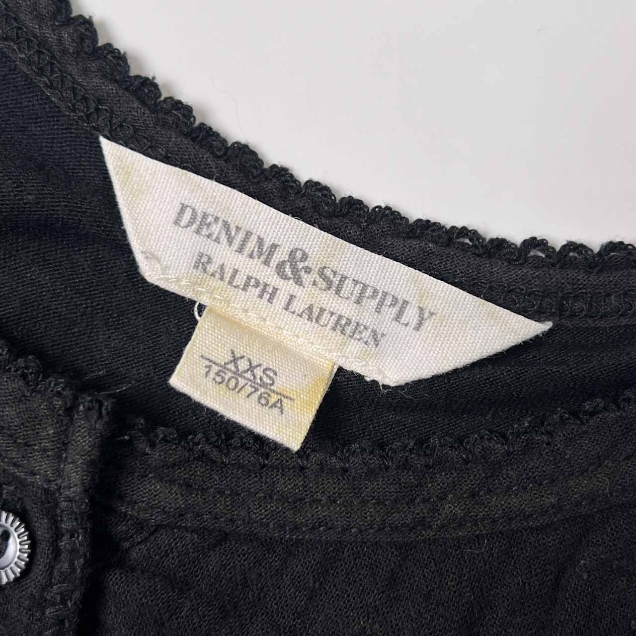 DENIM & SUPPLY RALPH LAUREN デニムアンドサプライラルフローレン レース 刺繍 デザイン レーヨン フレンチスリーブ シャツ ブラウス XXS/ブラック レディース