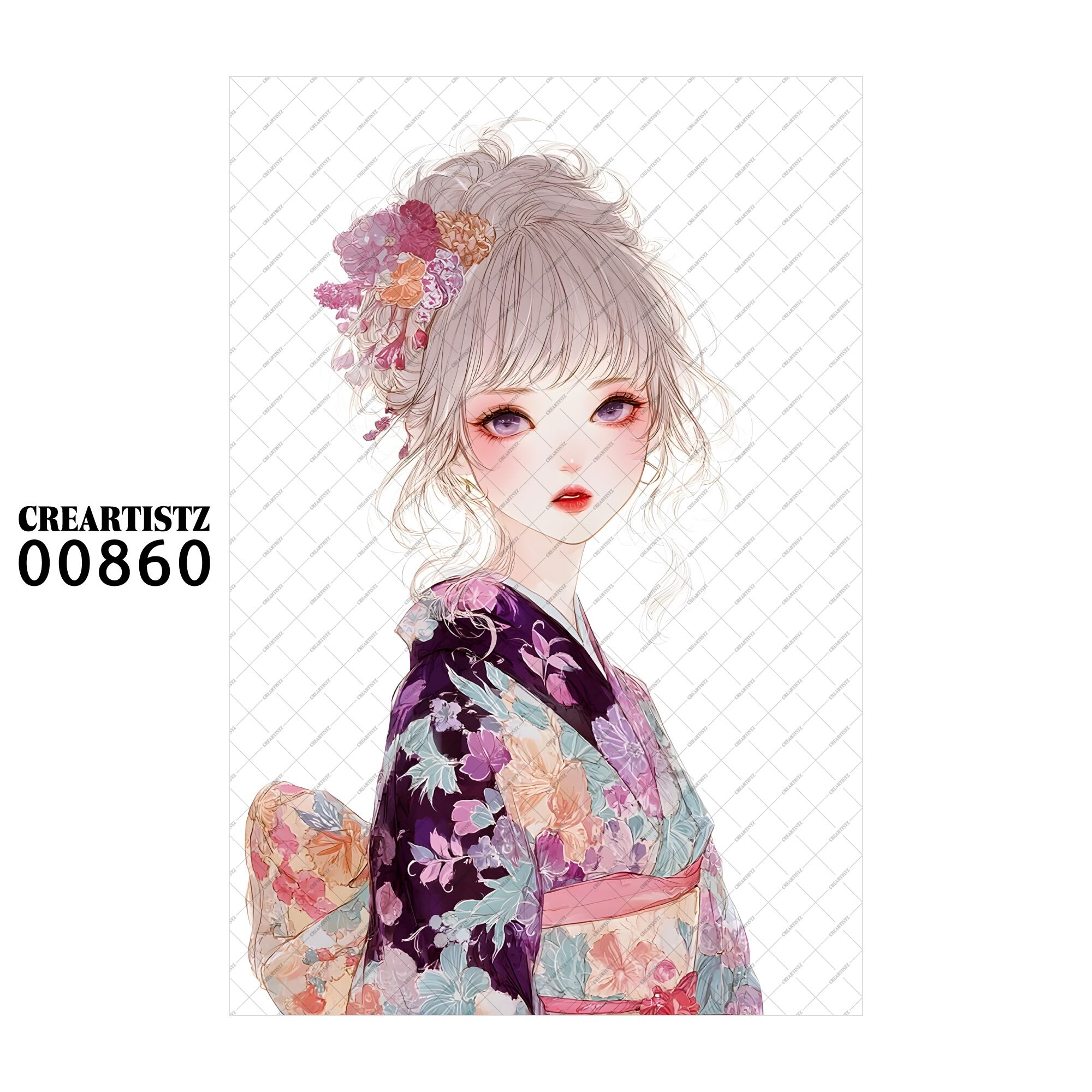 00860 ガール キュート オリジナル ペーパー/ステッカー 4枚セット CREARTISTZ