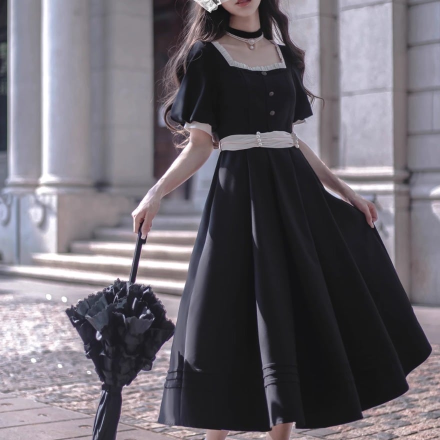 ゴスロリ通販 With U クラロリ フレンチワンピース スクエアネック